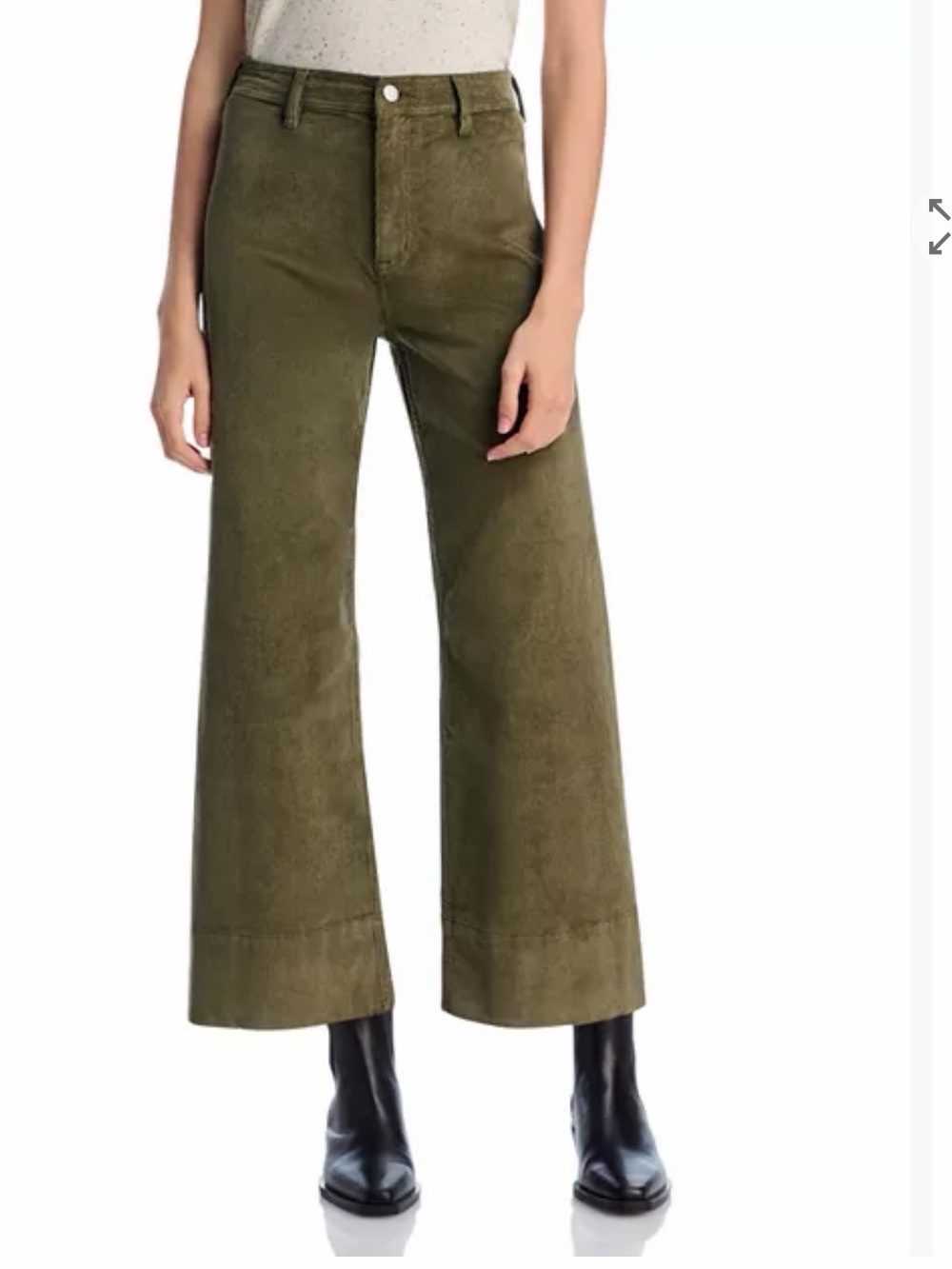 New Elie Tahari Olive Green Wide-Leg Corduroy Pants sz 2